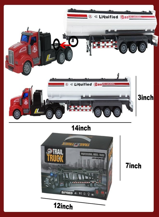 CALEST Remote Control Semi Truck Fuel Trailer, 14" 1:48 Fuel Trailer Truck Toy, Equipped with 2 Rechargeable Batteries, Gifts Ideas for Boys Age 3-8 Year Old - Image 3